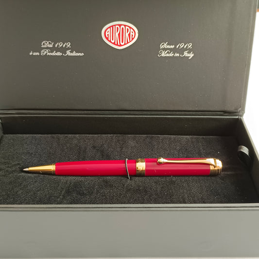 Aurora Talentum Burgundy Ballpoint Pen with Gold Trim