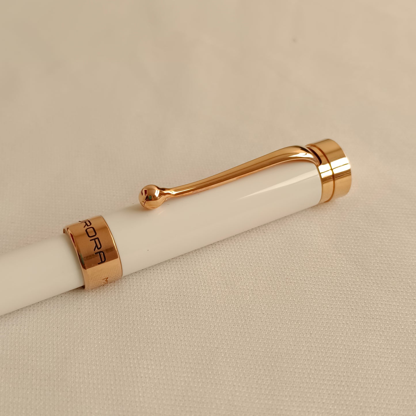 Aurora EDO Ballpoint pen, Resin, Rose Gold PVD, White, O31-W