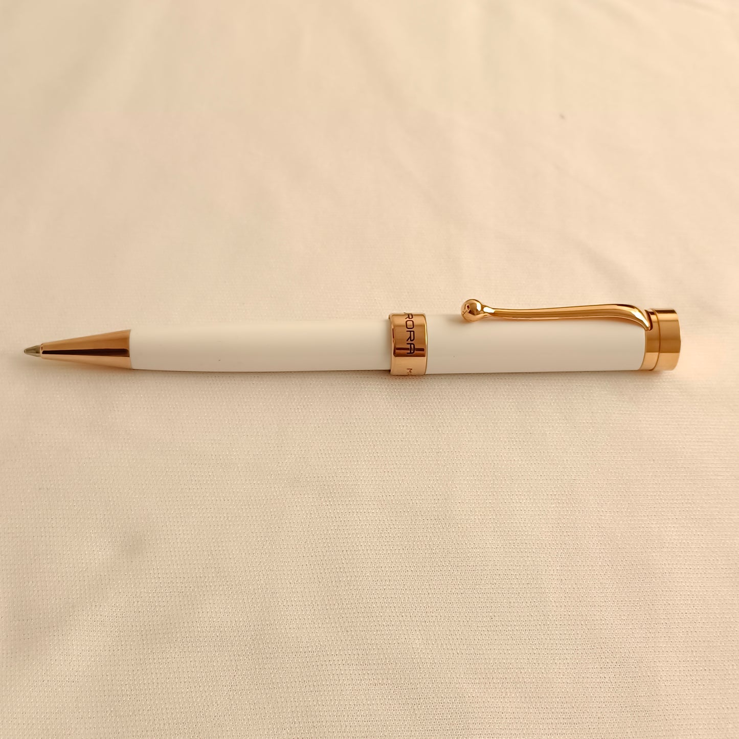 Aurora EDO Ballpoint pen, Resin, Rose Gold PVD, White, O31-W