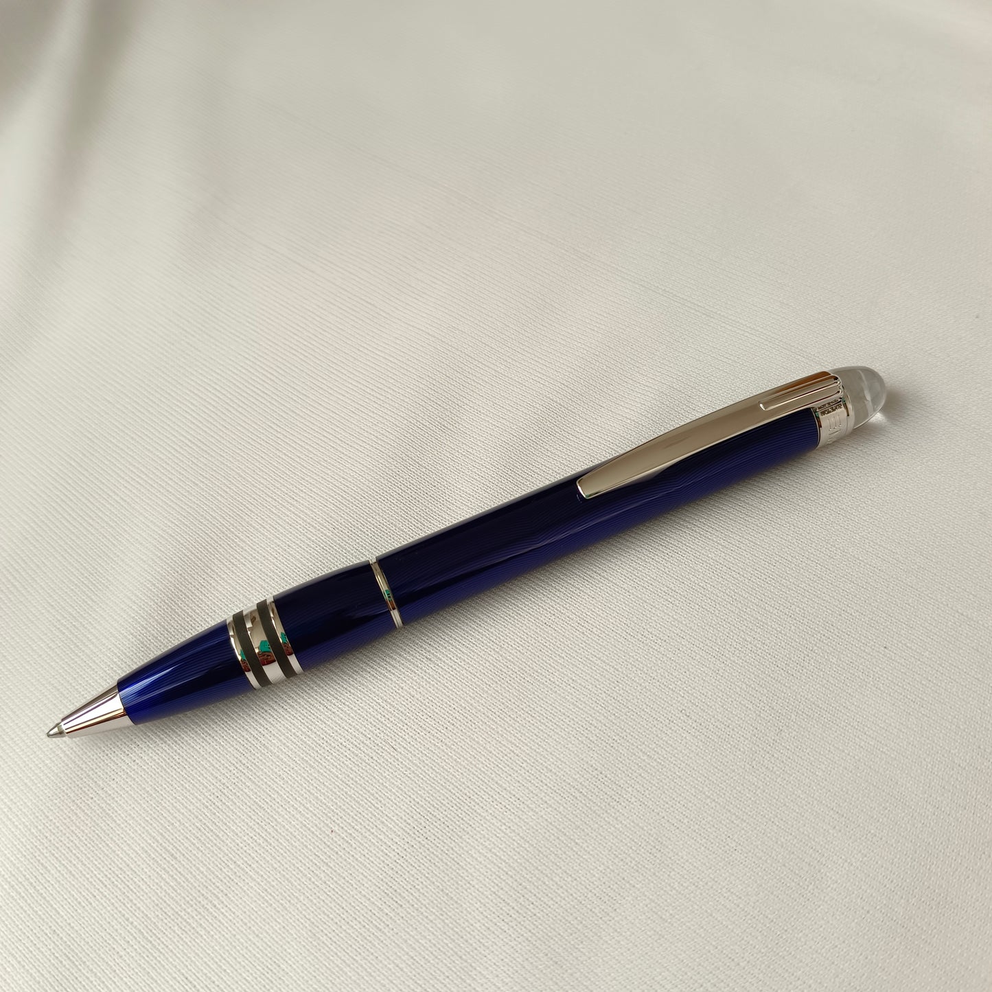 Montblanc Starwalker Cool Blue Ballpoint Pen Platinum Trim