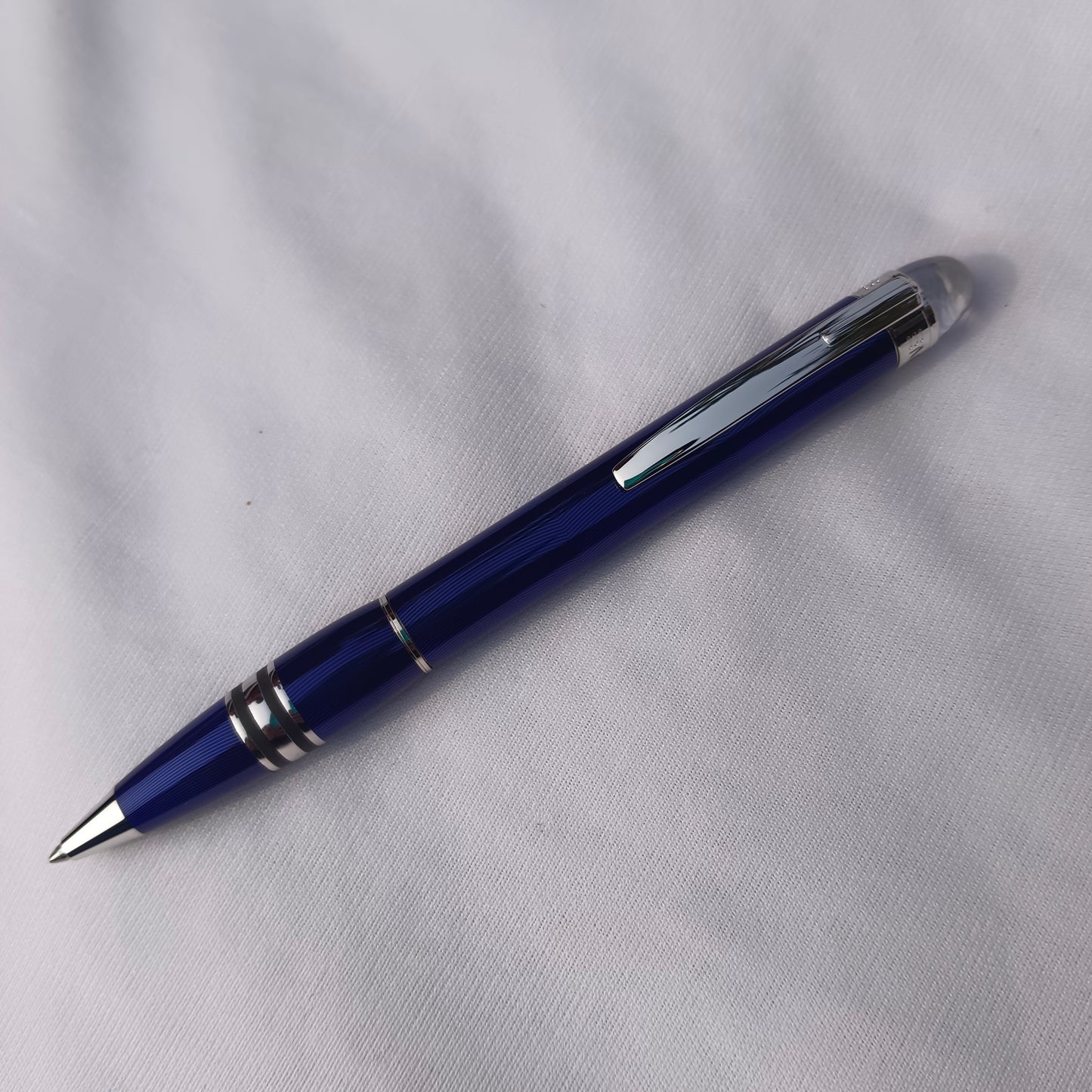 Montblanc Starwalker Cool Blue Ballpoint Pen Platinum Trim