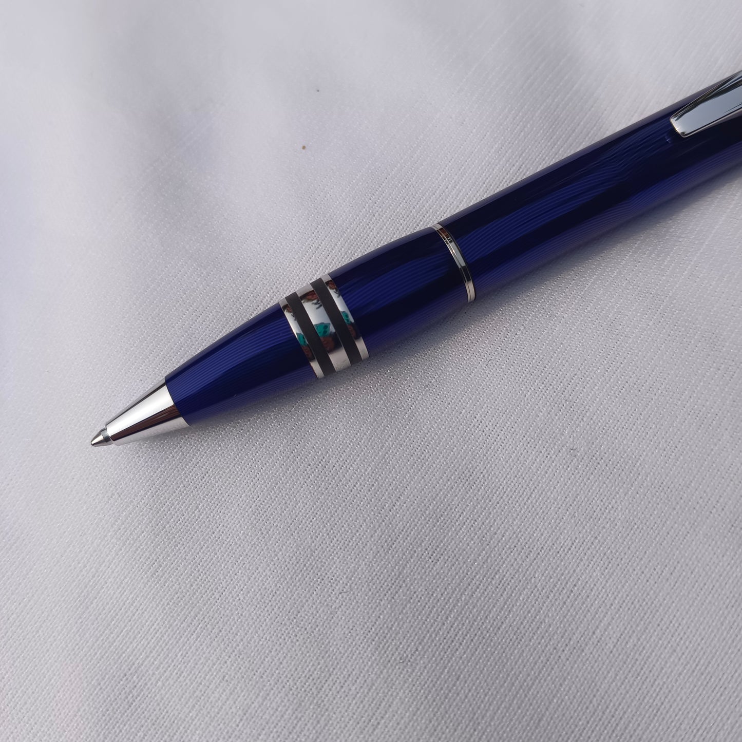 Montblanc Starwalker Cool Blue Ballpoint Pen Platinum Trim