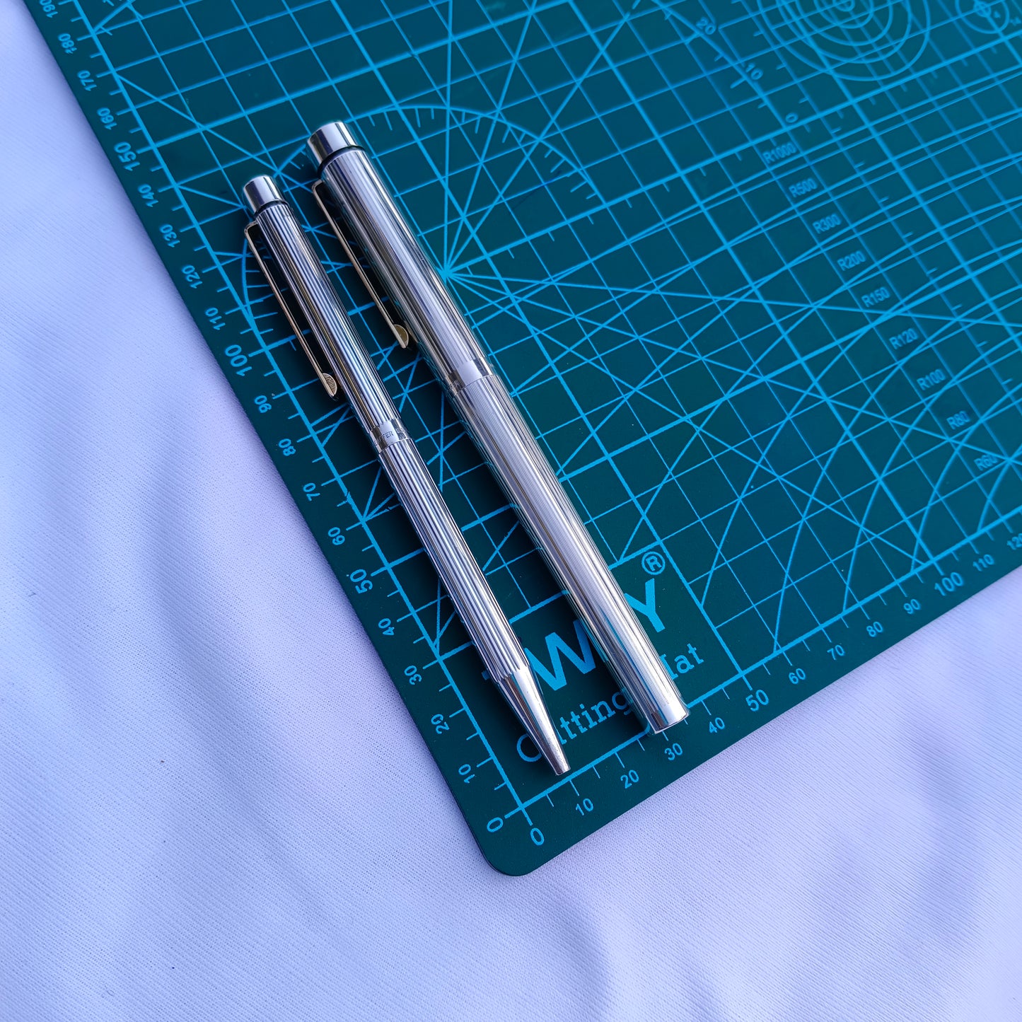 Sheaffer Targa Sterling Silver Fountain Pen & Ball Pen Set with 14kt Gold Nib