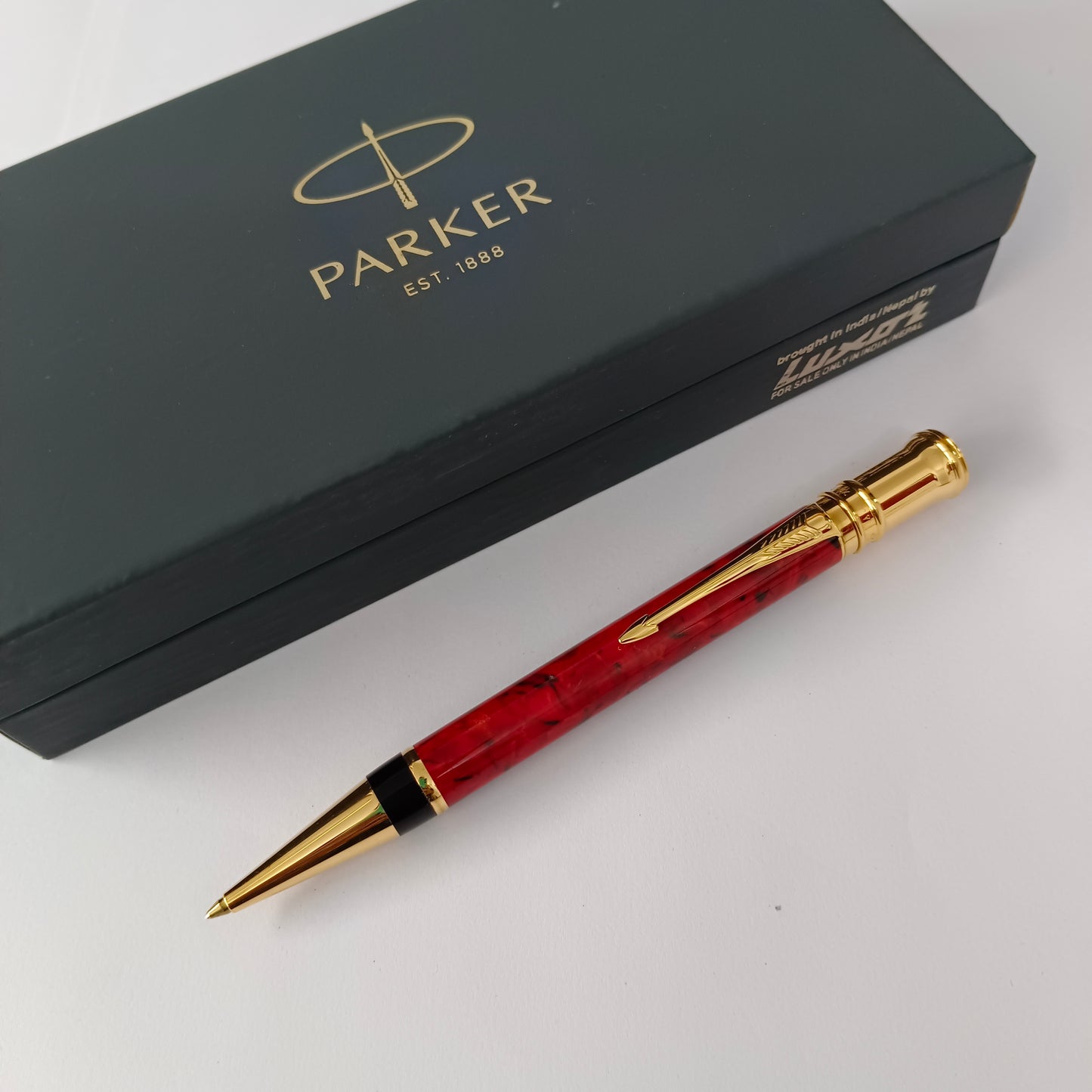 Parker Duofold Centennial Ball Pen- Jasper Red Marble