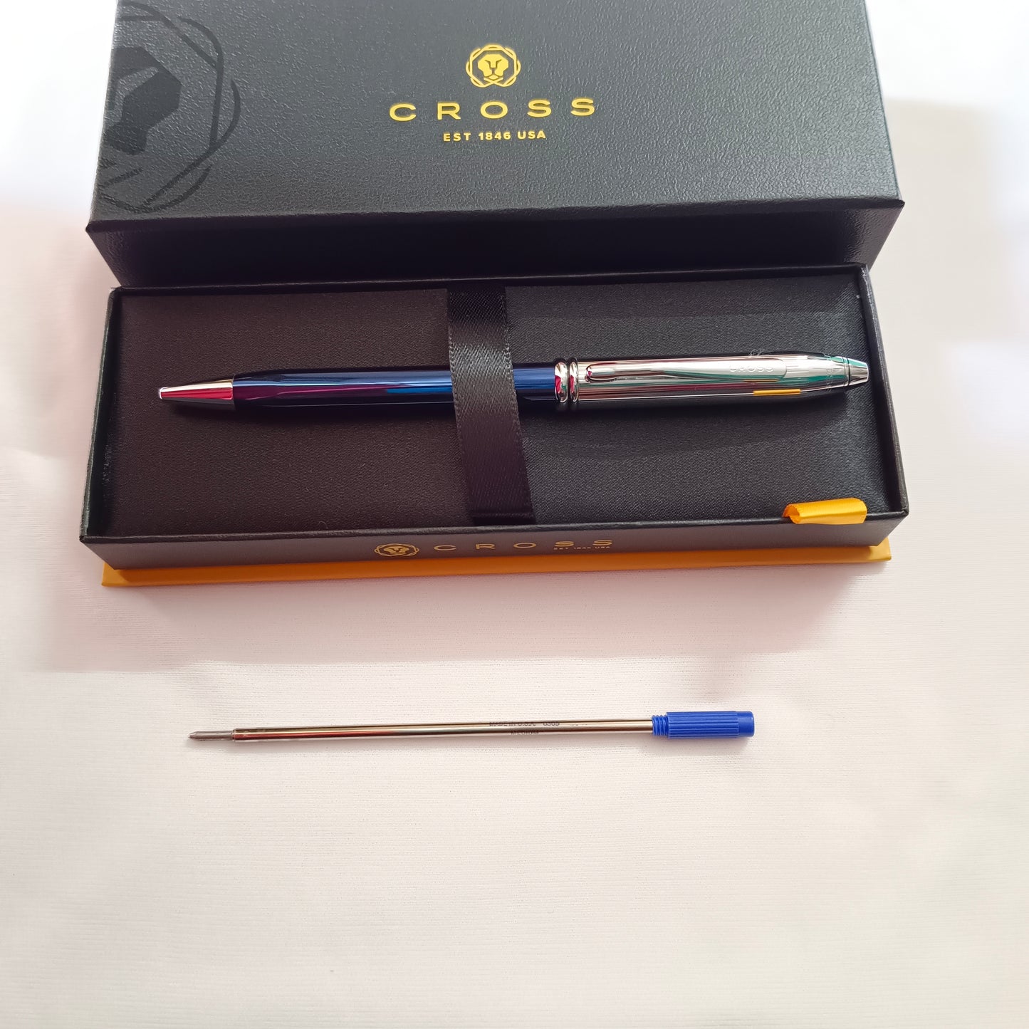 Cross Townsend Premium Blue Lacquer Chrome Ballpoint Pen