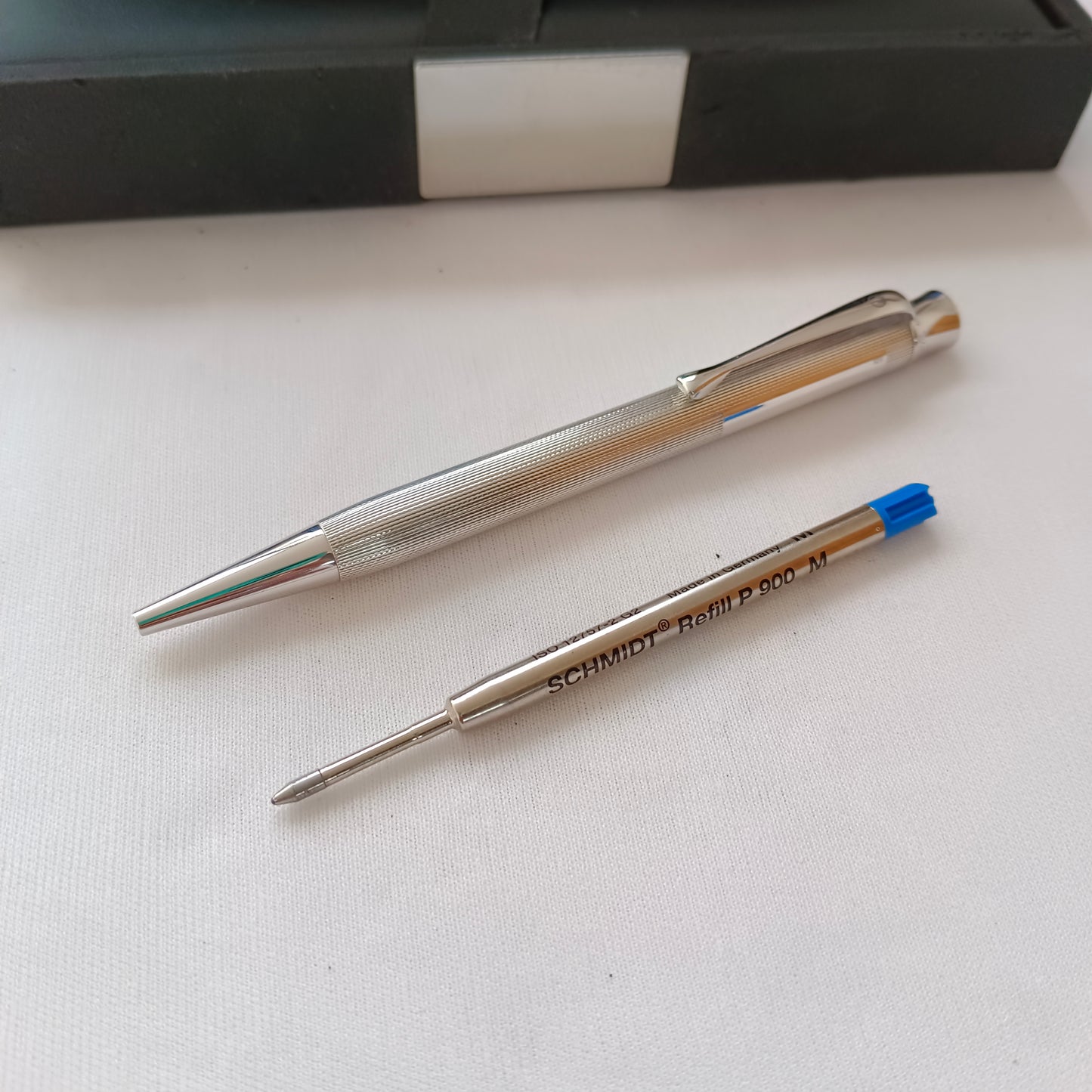 Waldmann Tango Sterling Silver 925 Barley Pattern Push Mechanism Ball Pen