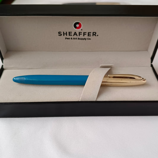 Sheaffer Vintage Turquoise Snorkel Fountain Pen with 14kt Gold Nib