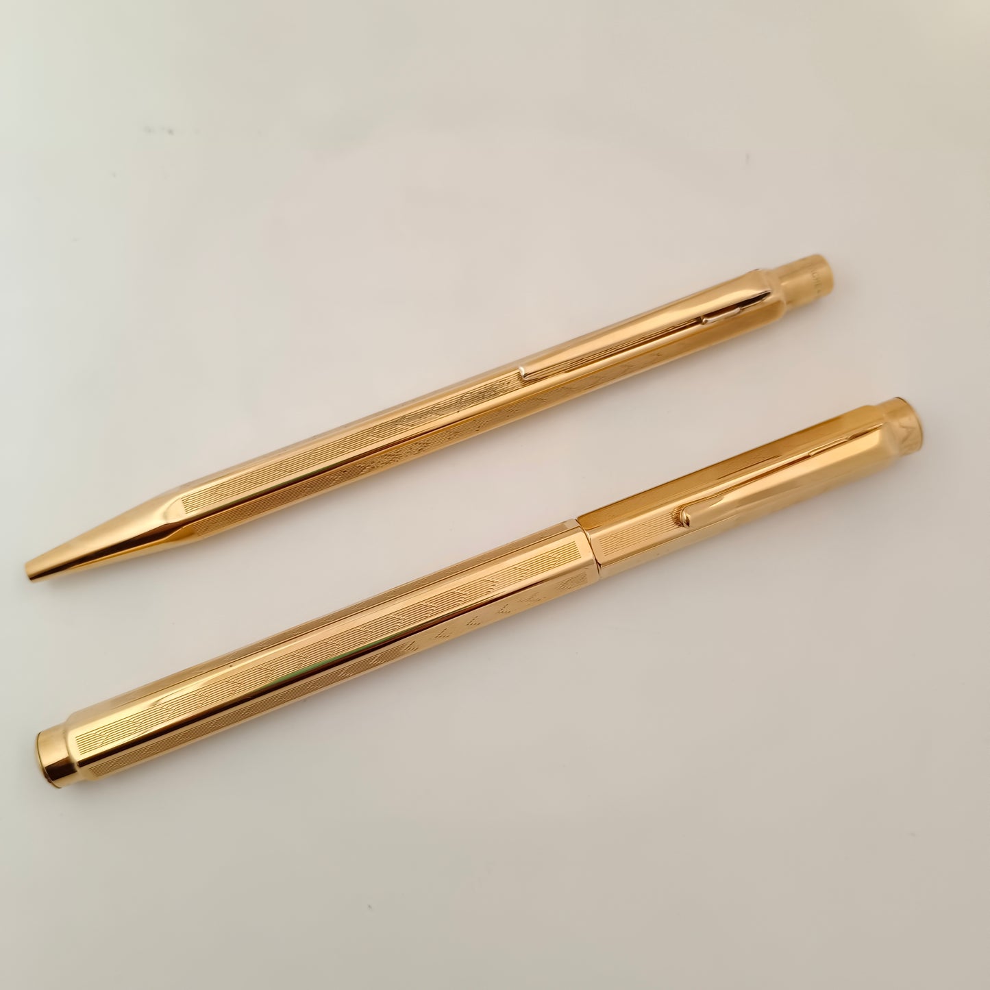 Caran D'Ache Ecridor Cheveron Gold plated Pen Set
