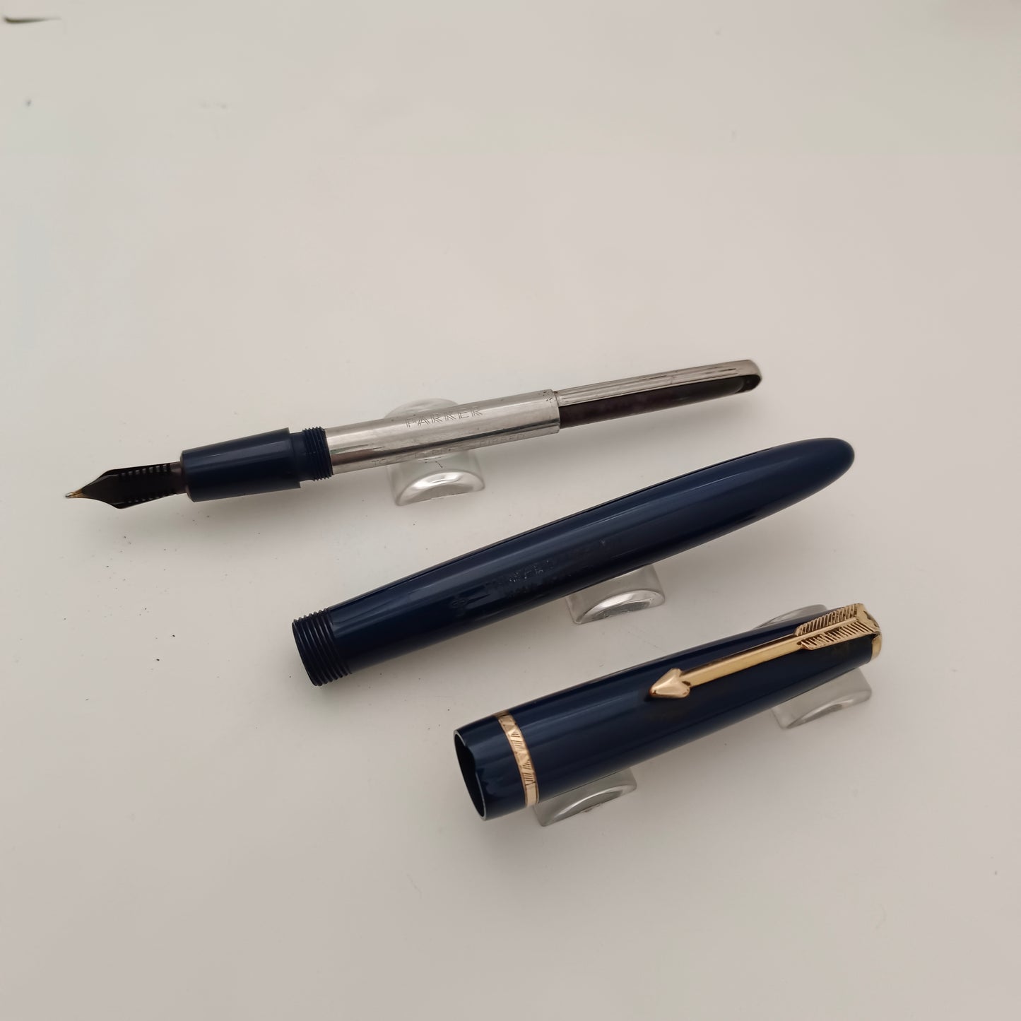 Vintage Parker Slimfold Duofold Blue with Gold Trim Fountain Pen