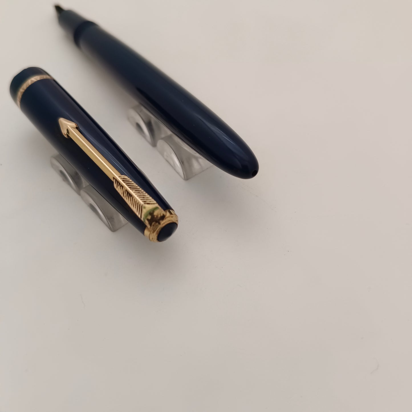 Vintage Parker Slimfold Duofold Blue with Gold Trim Fountain Pen