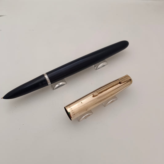 Vintage Parker 51 Blue with Gold filled Fountain Pen