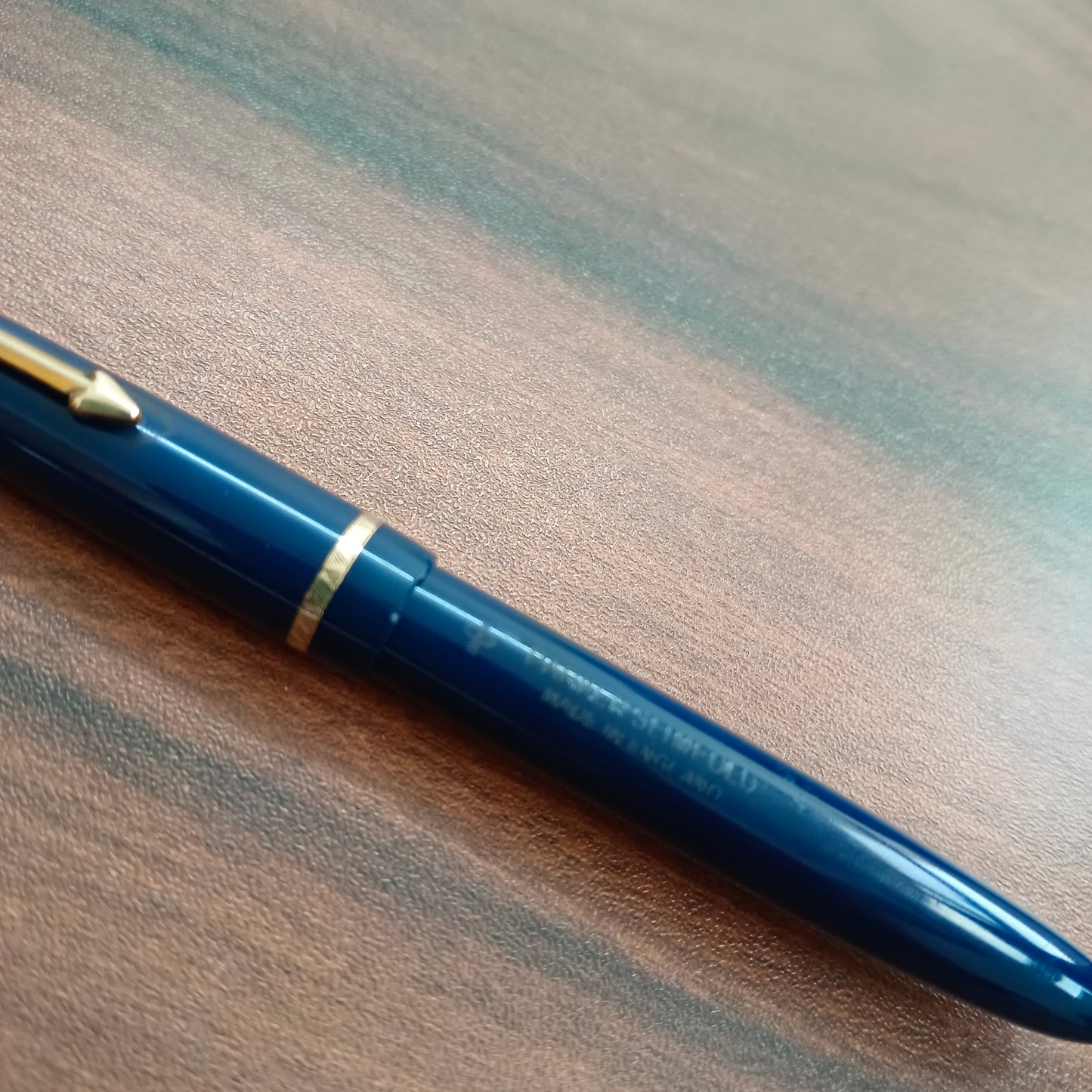 Vintage Parker Slimfold Duofold Blue with Gold Trim Fountain Pen