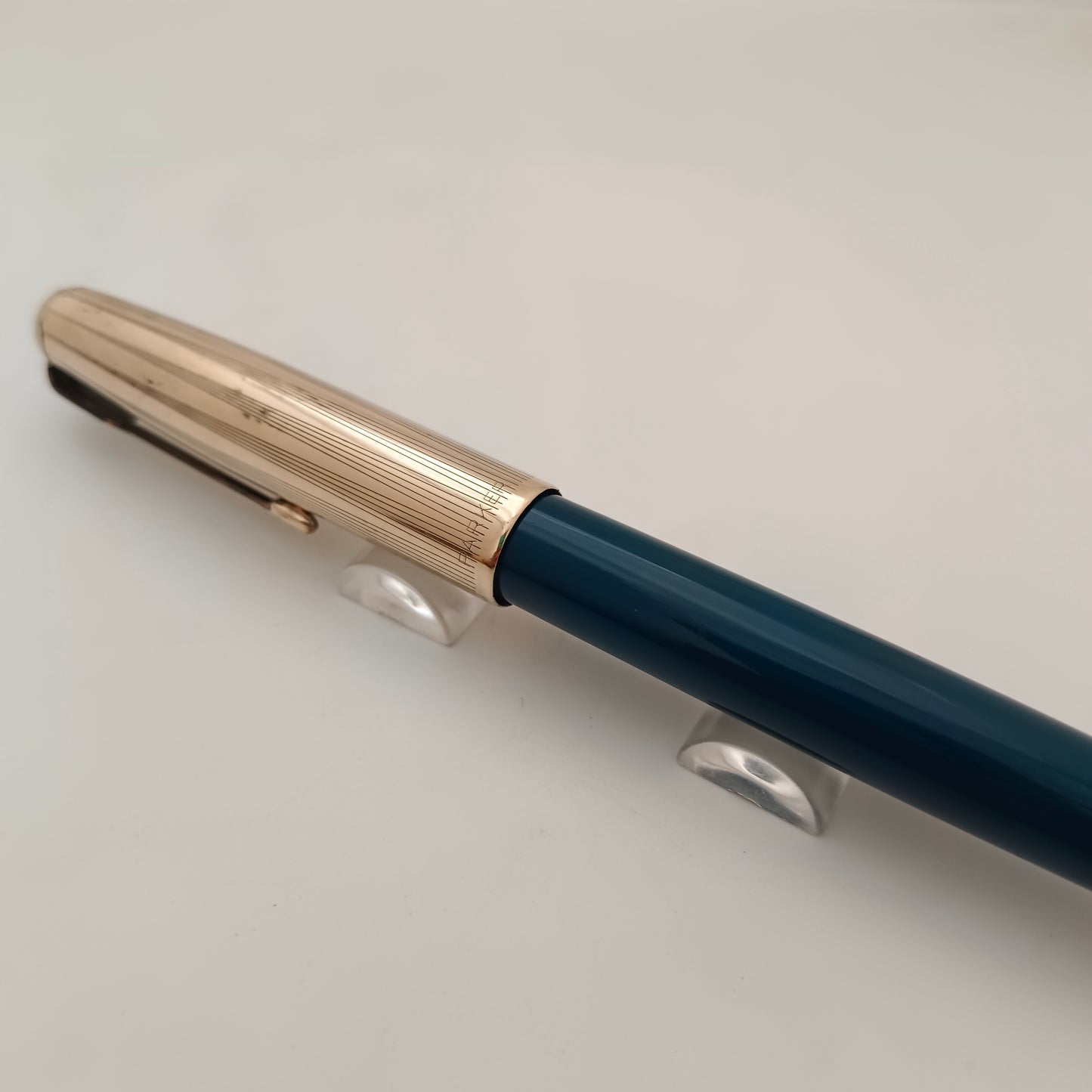 Parker 51 Teal Blue Fountain Pen with Gold Filled Cap