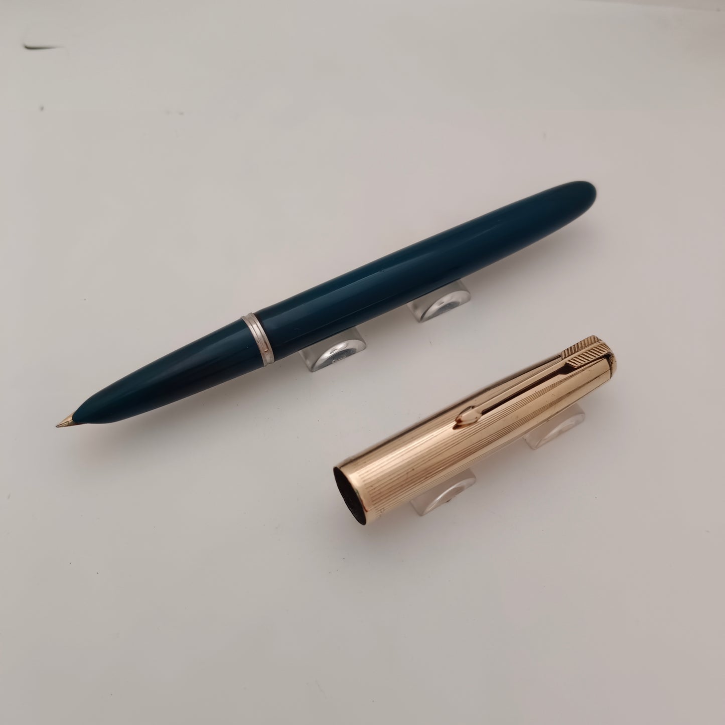 Parker 51 Teal Blue Fountain Pen with Gold Filled Cap