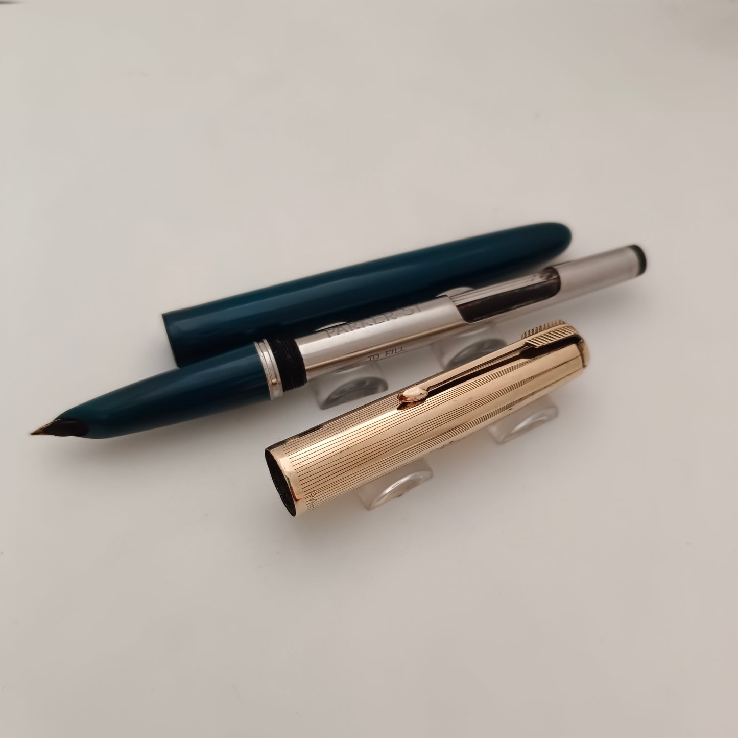 Parker 51 Teal Blue Fountain Pen with Gold Filled Cap