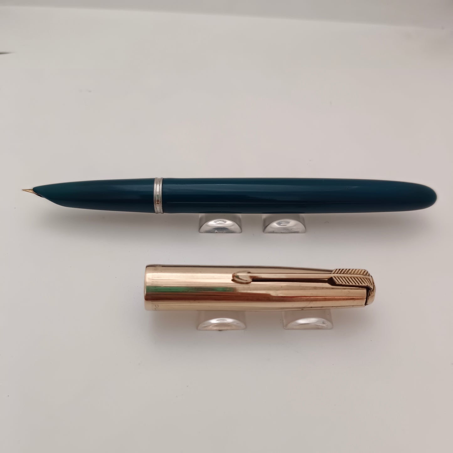 Parker 51 Teal Blue Fountain Pen with Gold Filled Cap