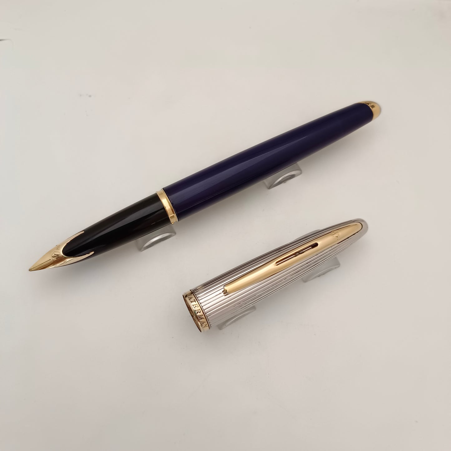 Waterman Carene Deluxe Blue Fountain Pen 18kt Medium Nib Made In France