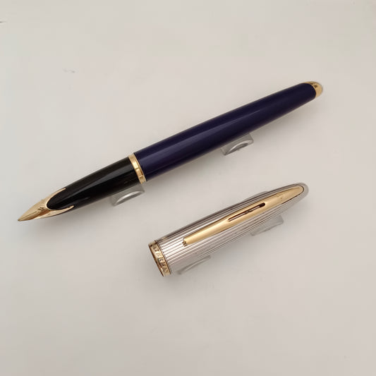 Waterman Carene Deluxe Blue Fountain Pen 18kt Medium Nib Made In France