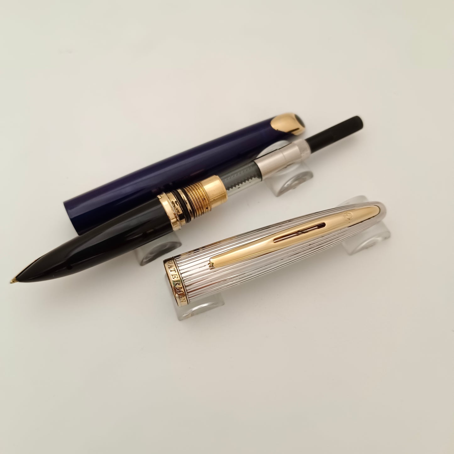 Waterman Carene Deluxe Blue Fountain Pen 18kt Medium Nib Made In France