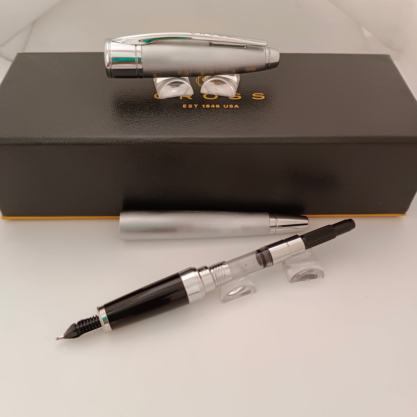 Cross Apogee Brushed Steel Fountain Pen with Chrome Trim