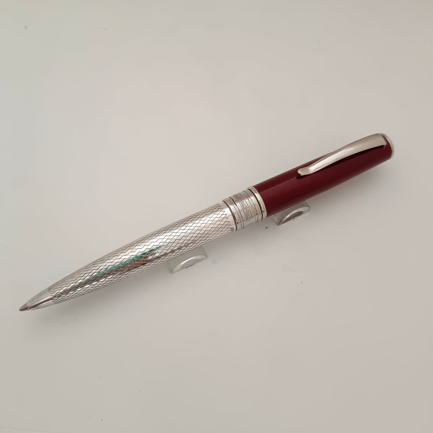 Marlen Sterling Silver Maroon Cap Ballpoint Pen