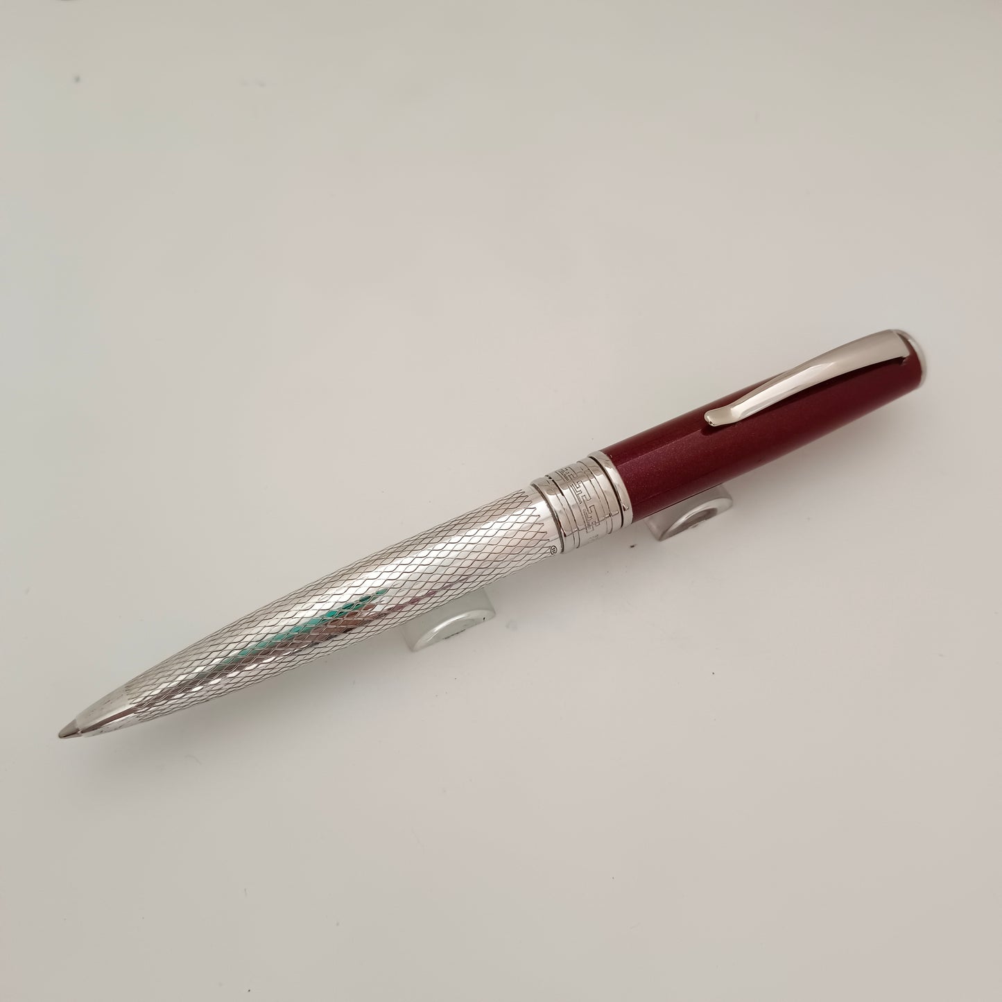 Marlen Sterling Silver Maroon Cap Ballpoint Pen