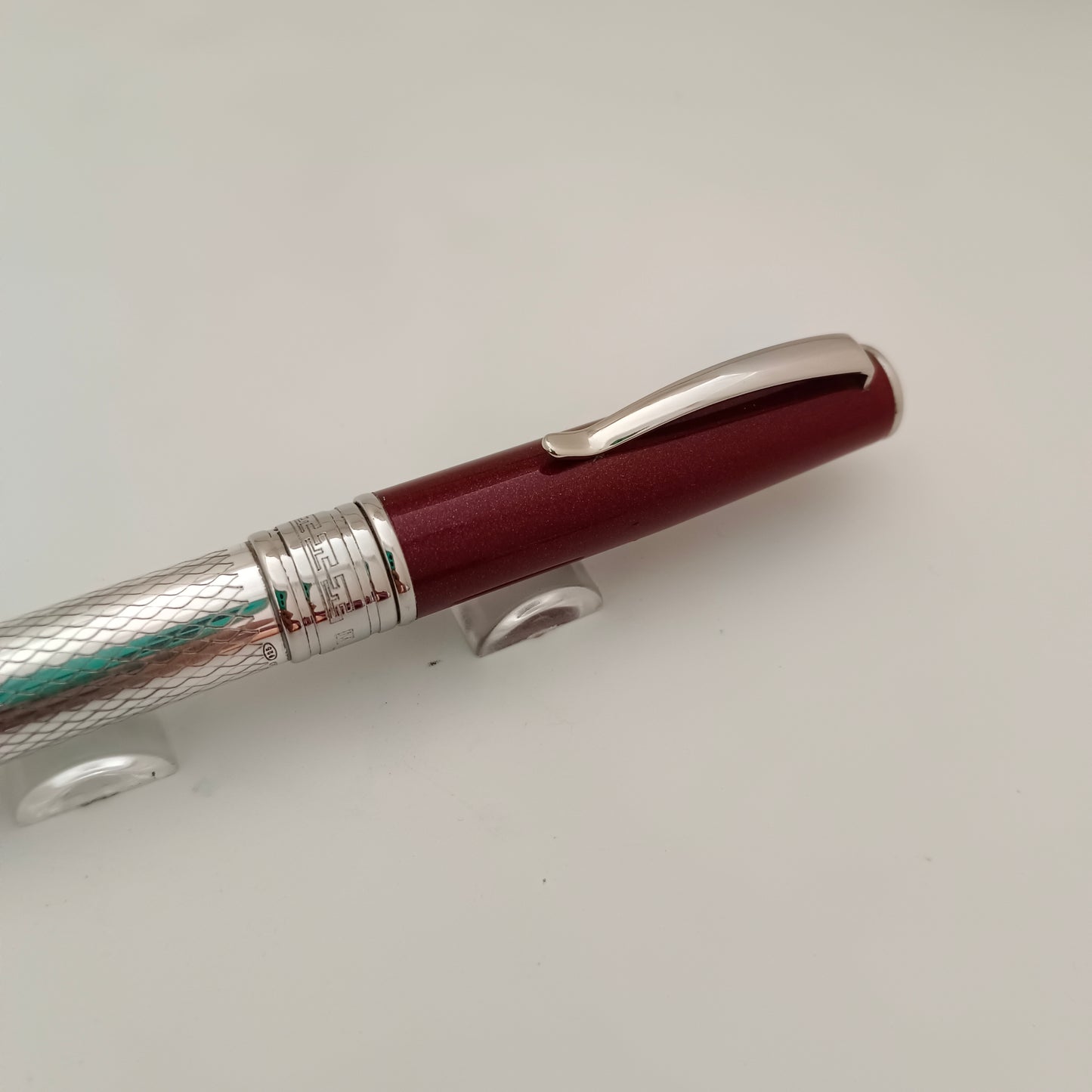 Marlen Sterling Silver Maroon Cap Ballpoint Pen