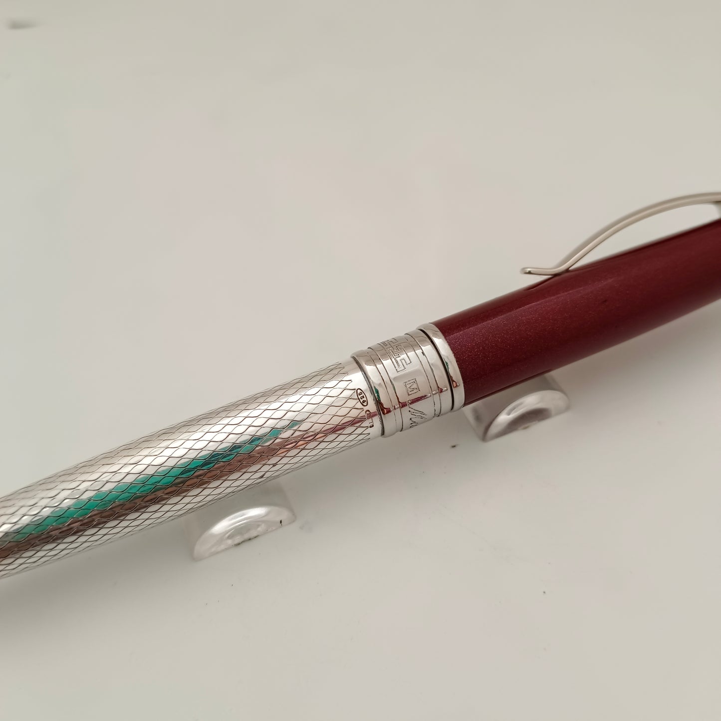 Marlen Sterling Silver Maroon Cap Ballpoint Pen