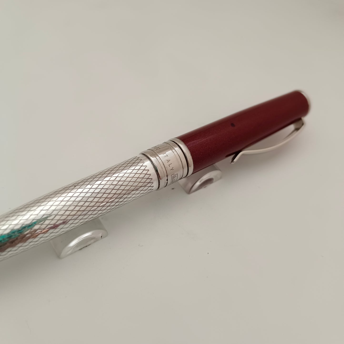 Marlen Sterling Silver Maroon Cap Ballpoint Pen