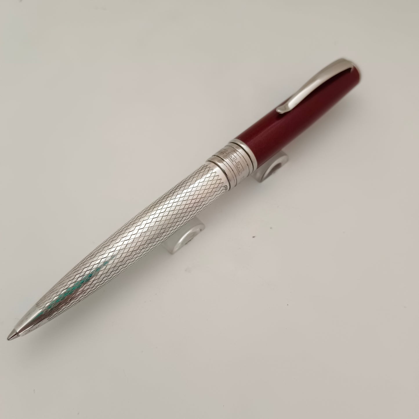 Marlen Sterling Silver Maroon Cap Ballpoint Pen