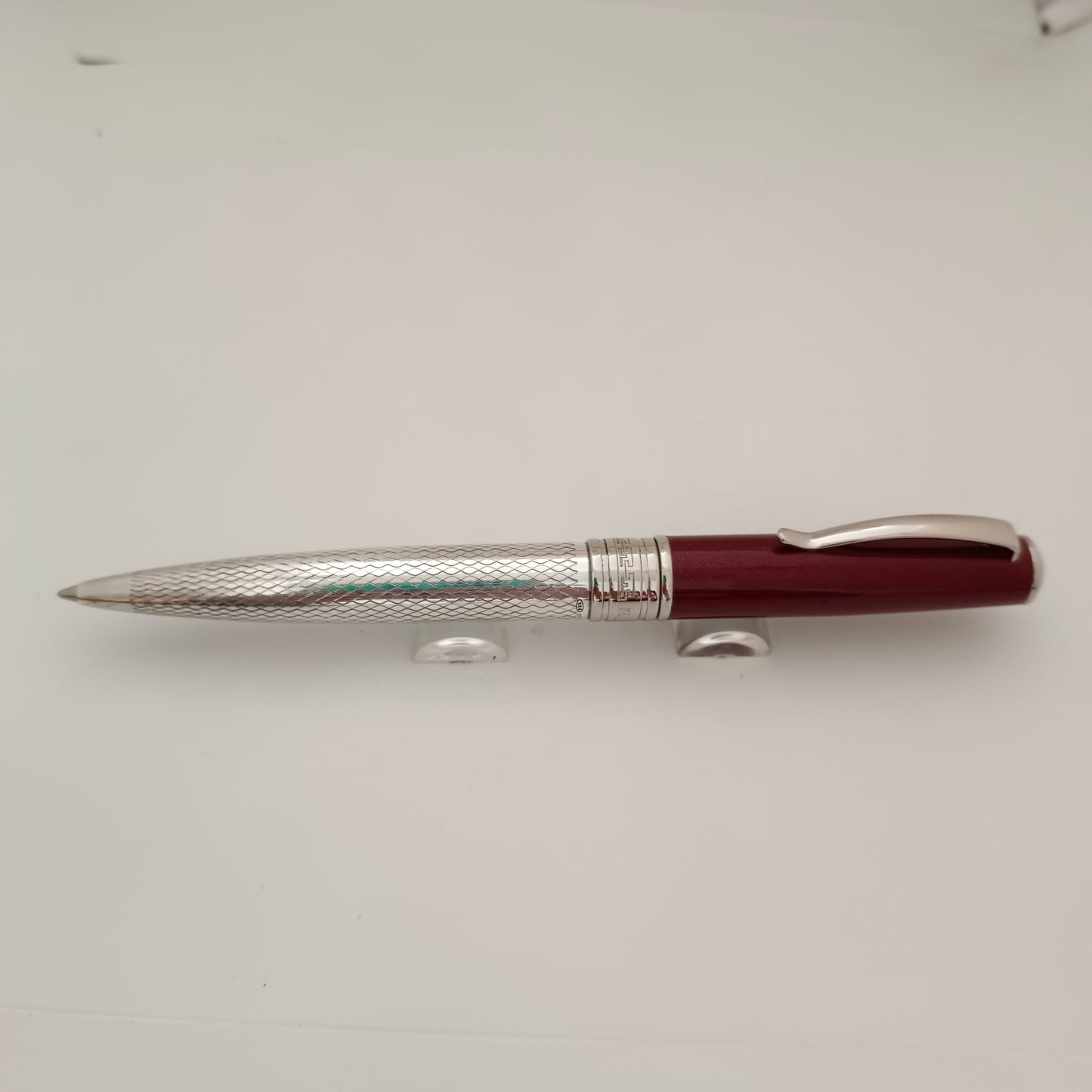 Marlen Sterling Silver Maroon Cap Ballpoint Pen