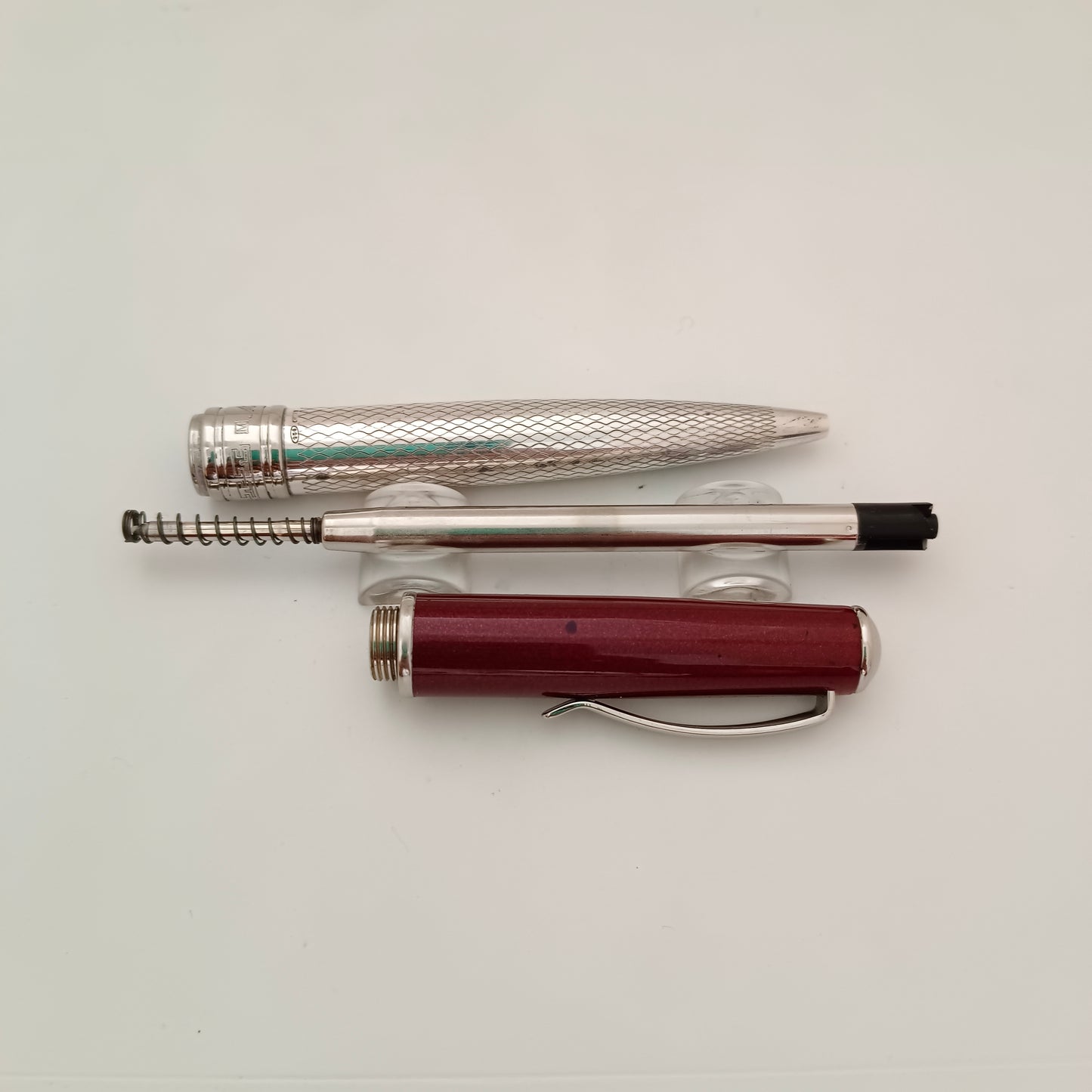 Marlen Sterling Silver Maroon Cap Ballpoint Pen