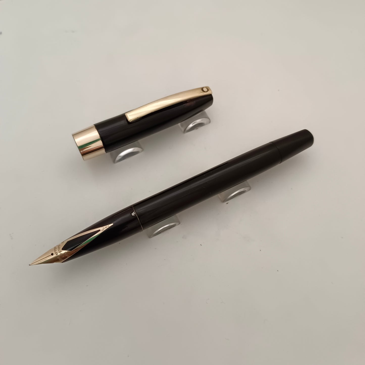 Vintage Sheaffer Imperial Touchdown Black Fountain Pen with Gold Plated Trim