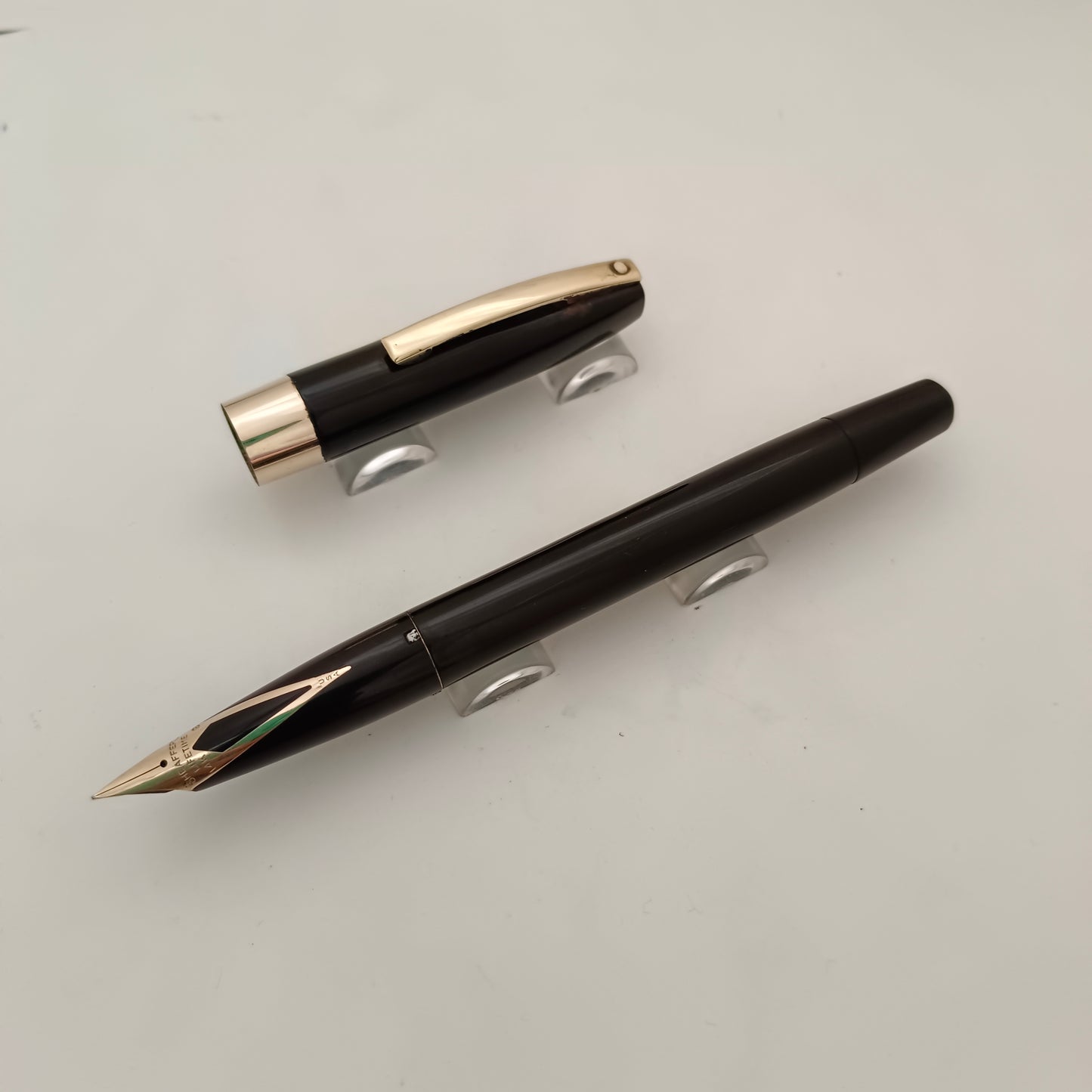 Vintage Sheaffer Imperial Touchdown Black Fountain Pen with Gold Plated Trim