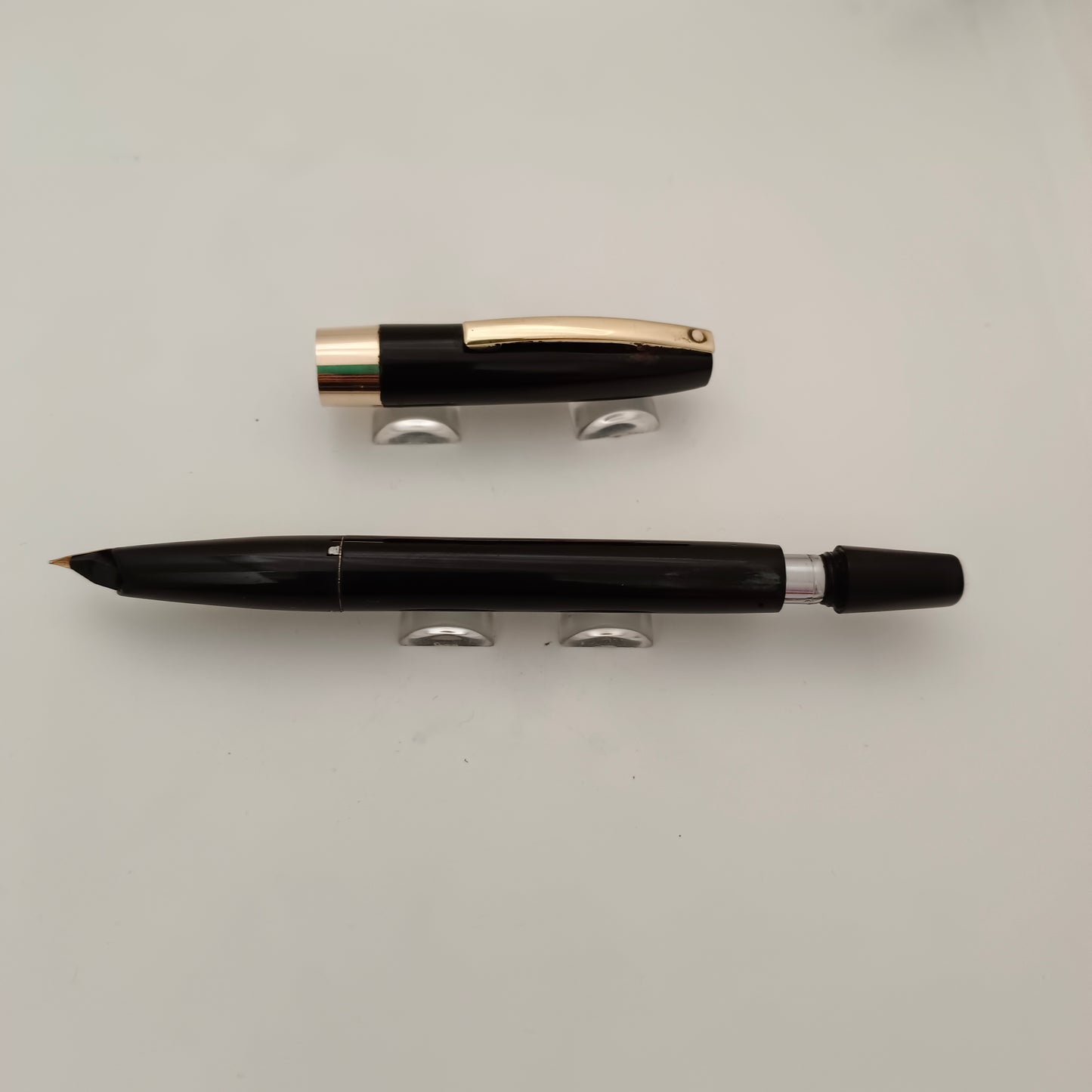 Vintage Sheaffer Imperial Touchdown Black Fountain Pen with Gold Plated Trim