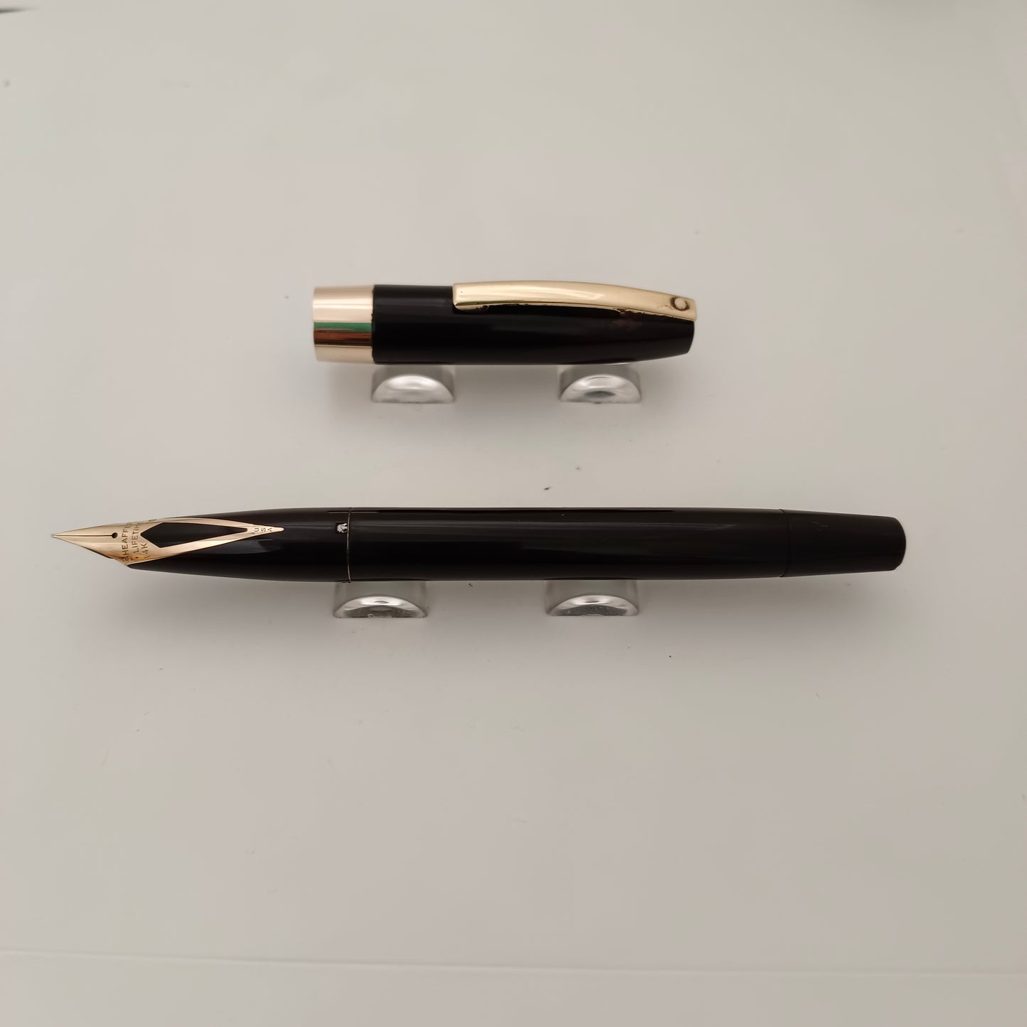 Vintage Sheaffer Imperial Touchdown Black Fountain Pen with Gold Plated Trim