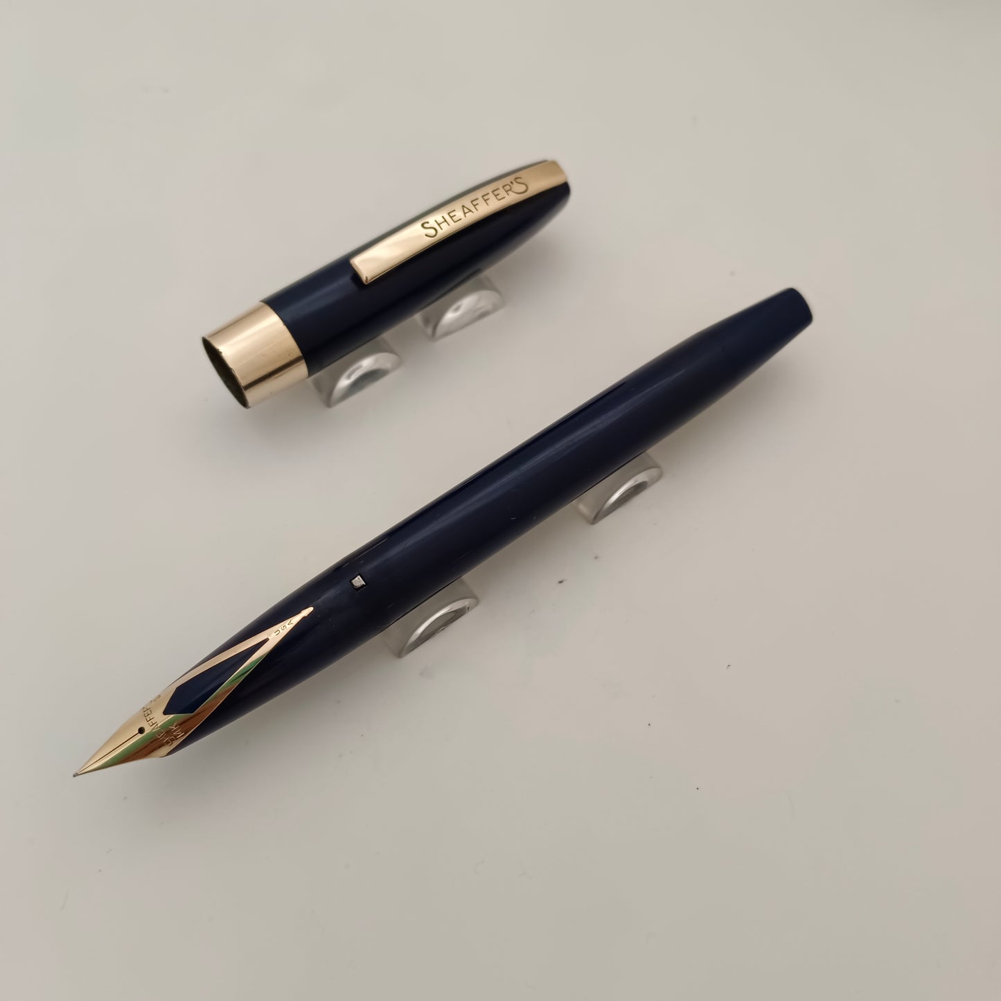 Vintage Sheaffer Imperial Touchdown Blue Fountain Pen with Gold Plated Trim