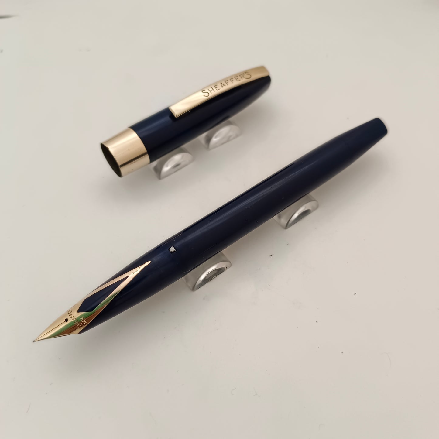 Vintage Sheaffer Imperial Touchdown Blue Fountain Pen with Gold Plated Trim