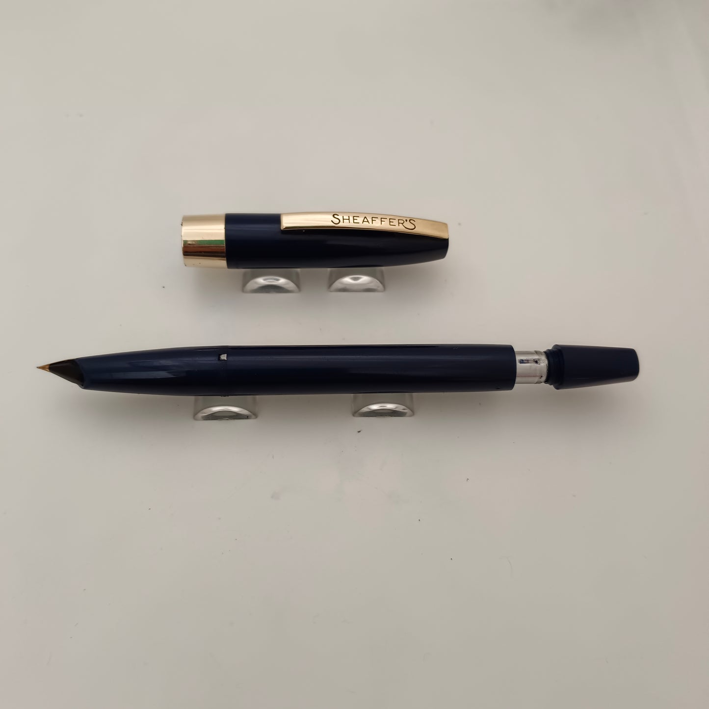 Vintage Sheaffer Imperial Touchdown Blue Fountain Pen with Gold Plated Trim