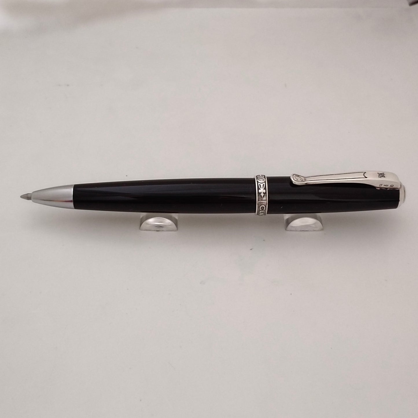 Curtis Black Resin Ballpen with Sterling Silver Appointment - Australia