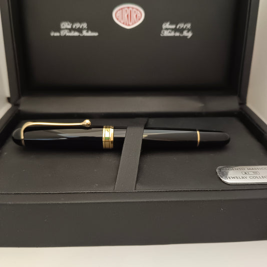 Aurora 88 Black with Gold Trims Fountain Pen-Italy