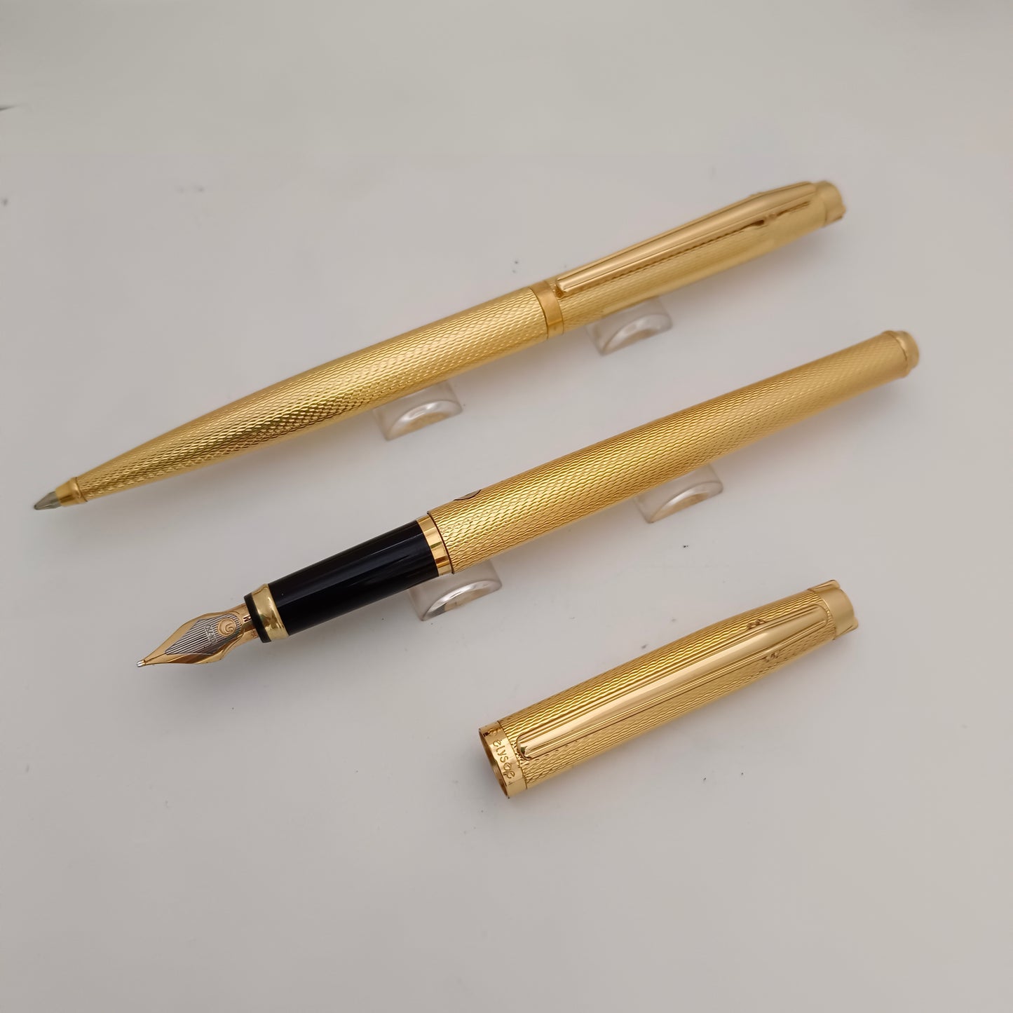 Elysee Finesse Gold Plated Barleycorn Pattern Fountain & Ballpen Set