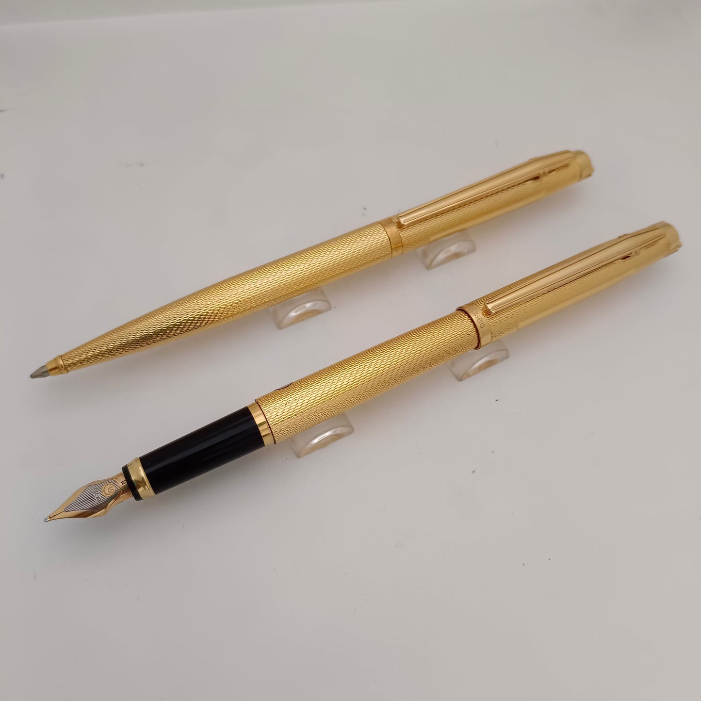 Elysee Finesse Gold Plated Barleycorn Pattern Fountain & Ballpen Set