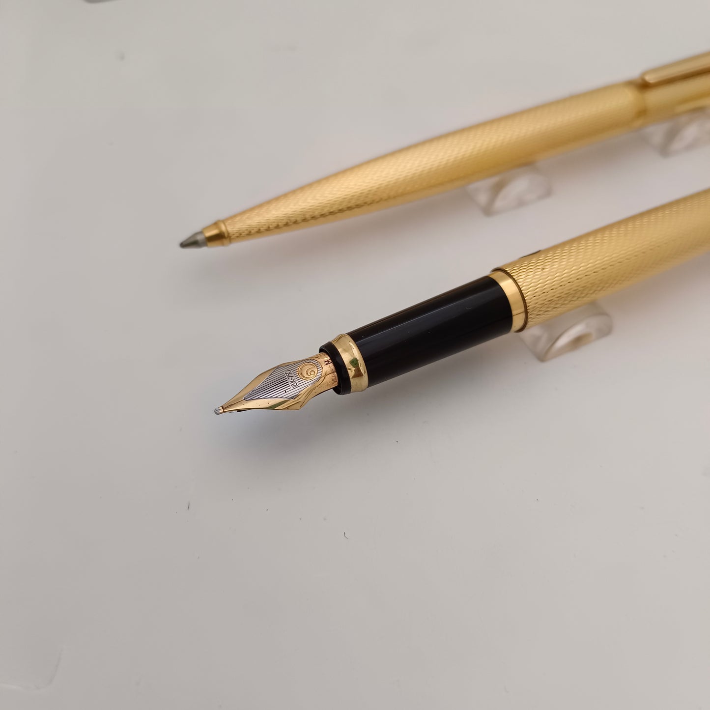 Elysee Finesse Gold Plated Barleycorn Pattern Fountain & Ballpen Set