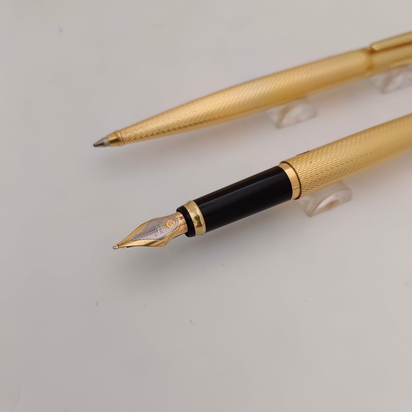 Elysee Finesse Gold Plated Barleycorn Pattern Fountain & Ballpen Set