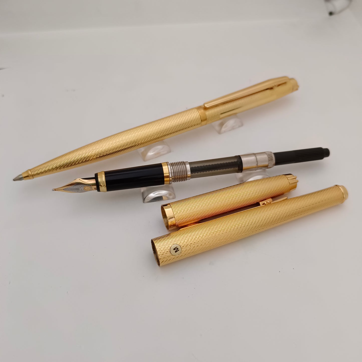 Elysee Finesse Gold Plated Barleycorn Pattern Fountain & Ballpen Set