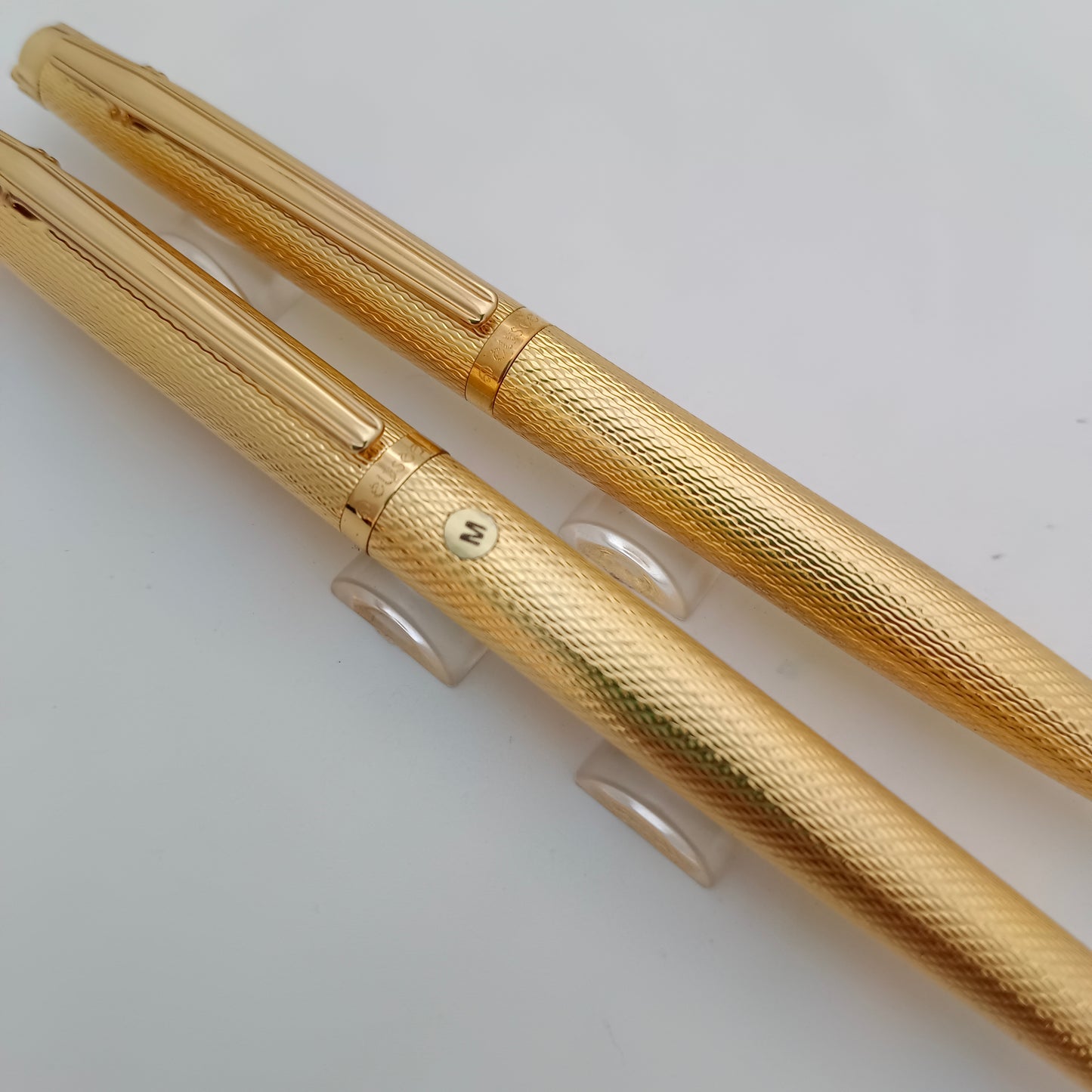 Elysee Finesse Gold Plated Barleycorn Pattern Fountain & Ballpen Set