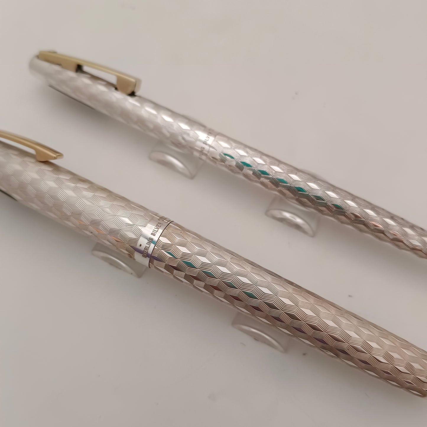 Sheaffer Imperial 834 Fountain and ball Pen Set- Sterling Marquetry Pattern