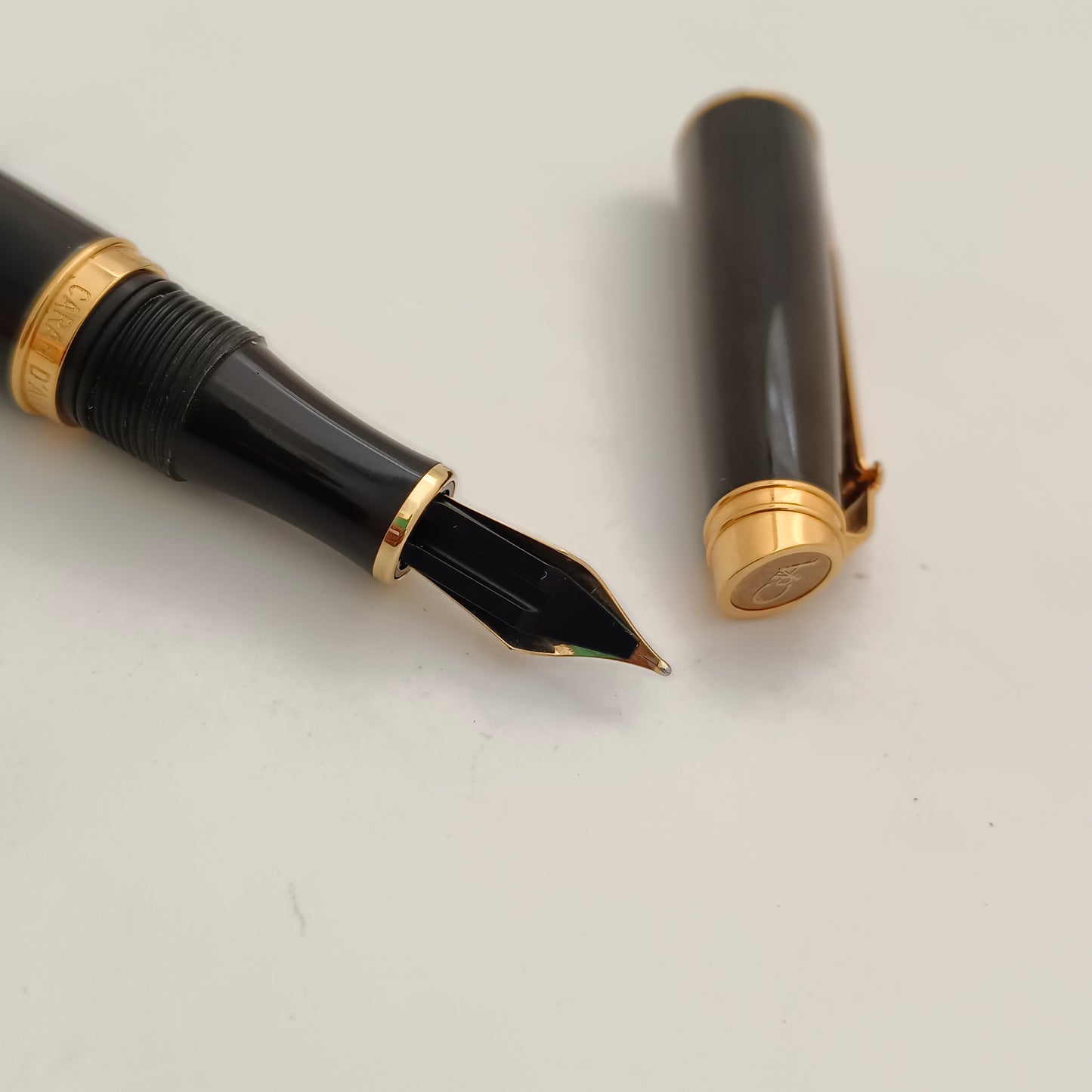 Caran d'Ache Geneve Black Fountain Pen - Gold Trim