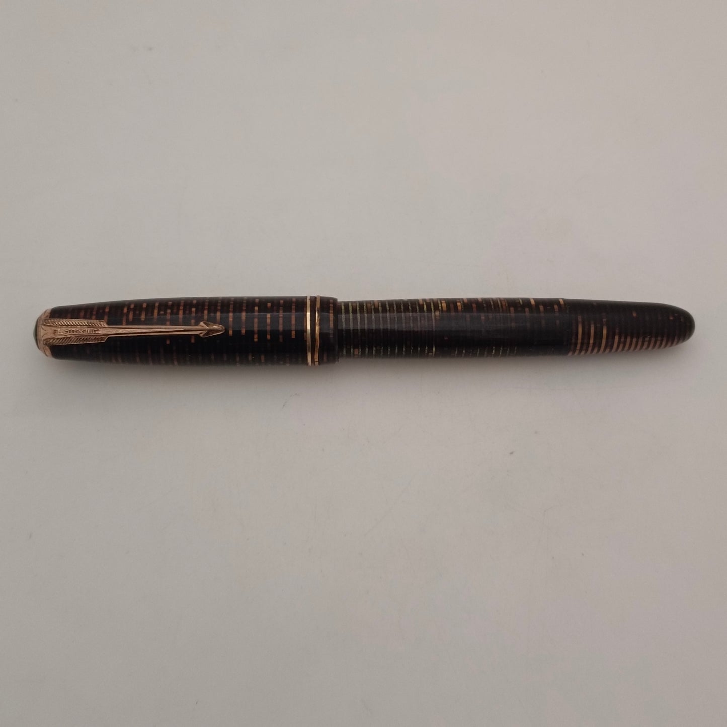 Vintage Parker Vacumatic Brown Gold Striped Fountain Pen